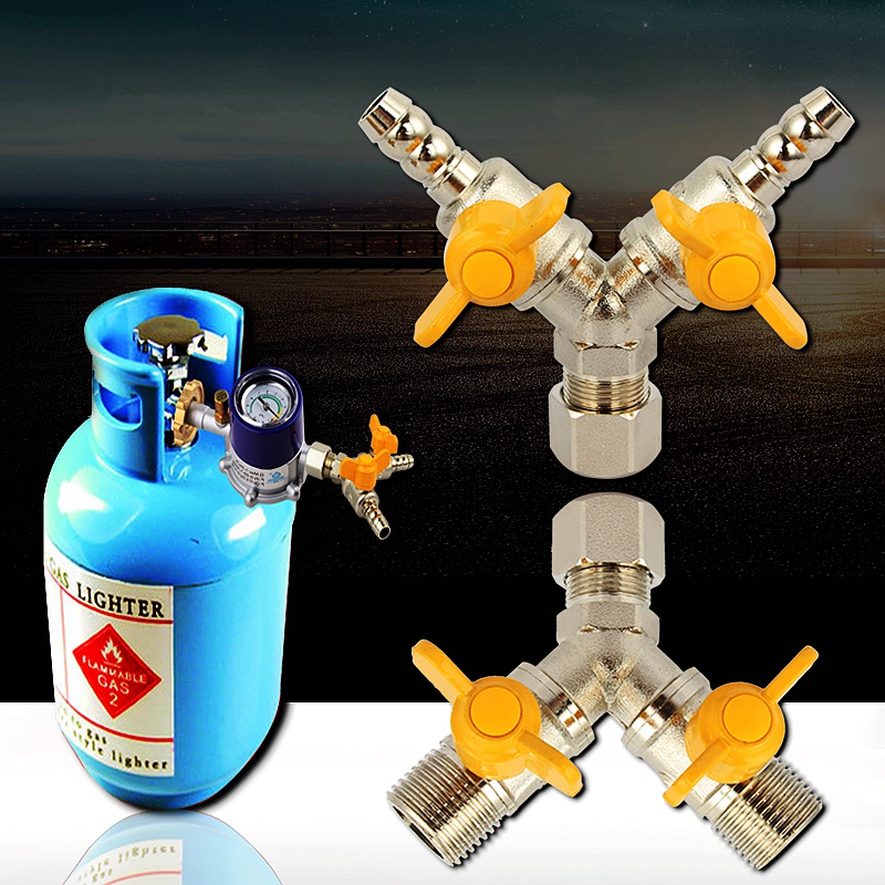 All-copper gas gas three-way valve is divided into two ways double-switch liquid gas meter pressure reducing valve Y-type integrated socket