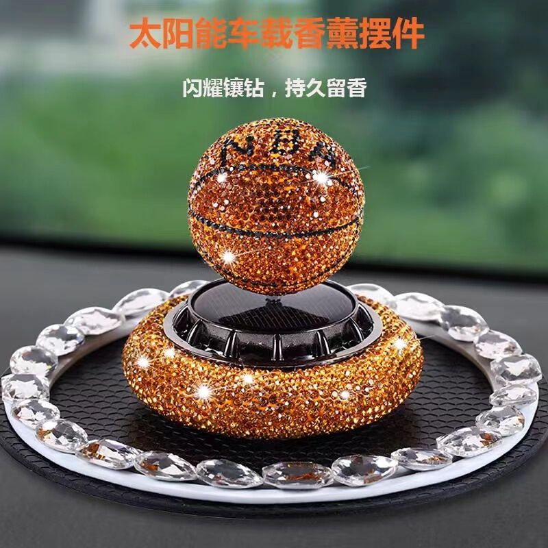 Car Dashboard Ornament Basketball High-End Solid Perfume Holder Long-Lasting Light Fragrance High-End Solar Car Air Freshener