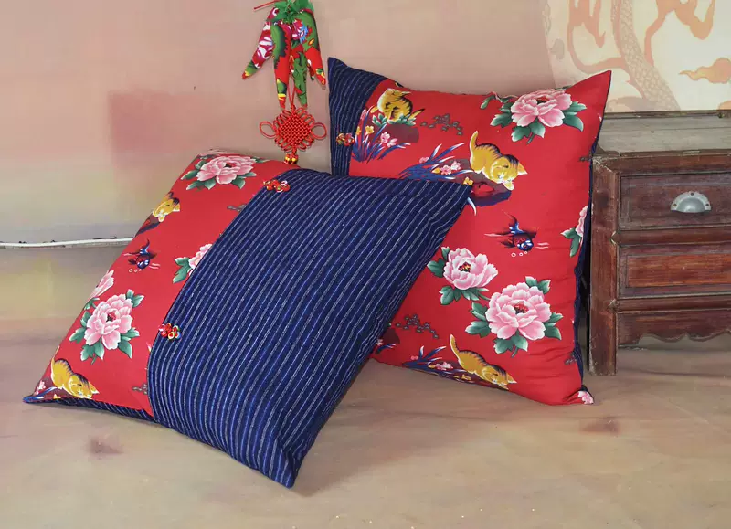 phong cách cổ điển ban đầu của vải dệt tay bông cũ dày đệm chăn gối bao gồm đệm đệm phù hợp - Trở lại đệm / Bolsters