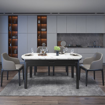 Marble dining table and chair combination simple Nordic retractable household small apartment modern folding square dual-purpose dining table