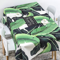 Nordic green plant ins table cloth long square coffee table living room dining room cover cloth round tablecloth thick cotton linen