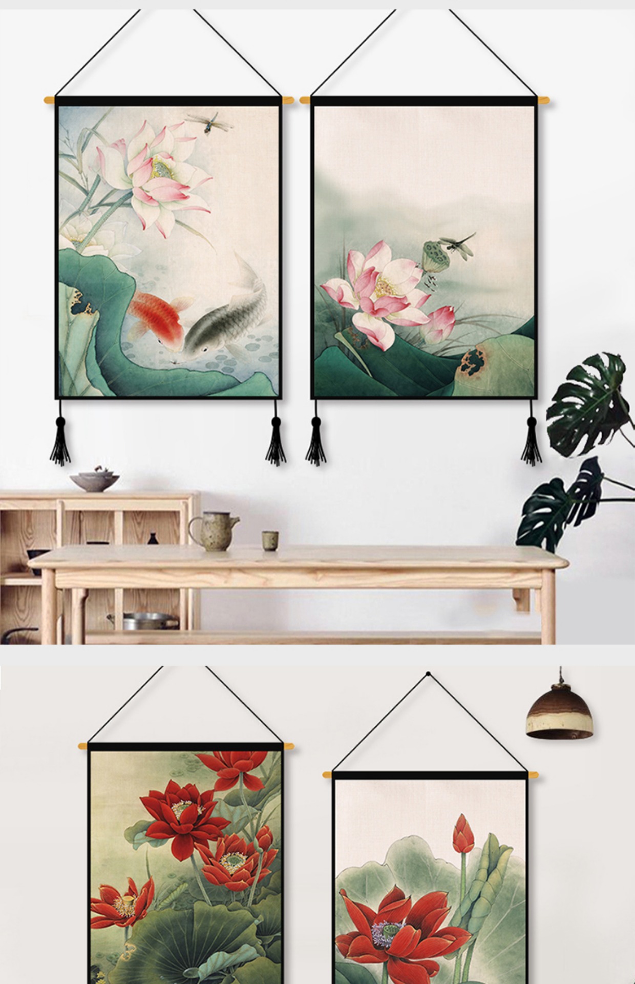 Trung Quốc vải sen treo tranh treo rèm in treo vải nền phòng ngủ phòng khách tấm thảm treo tường vải tấm thảm trang trí thảm treo tường thổ cẩm