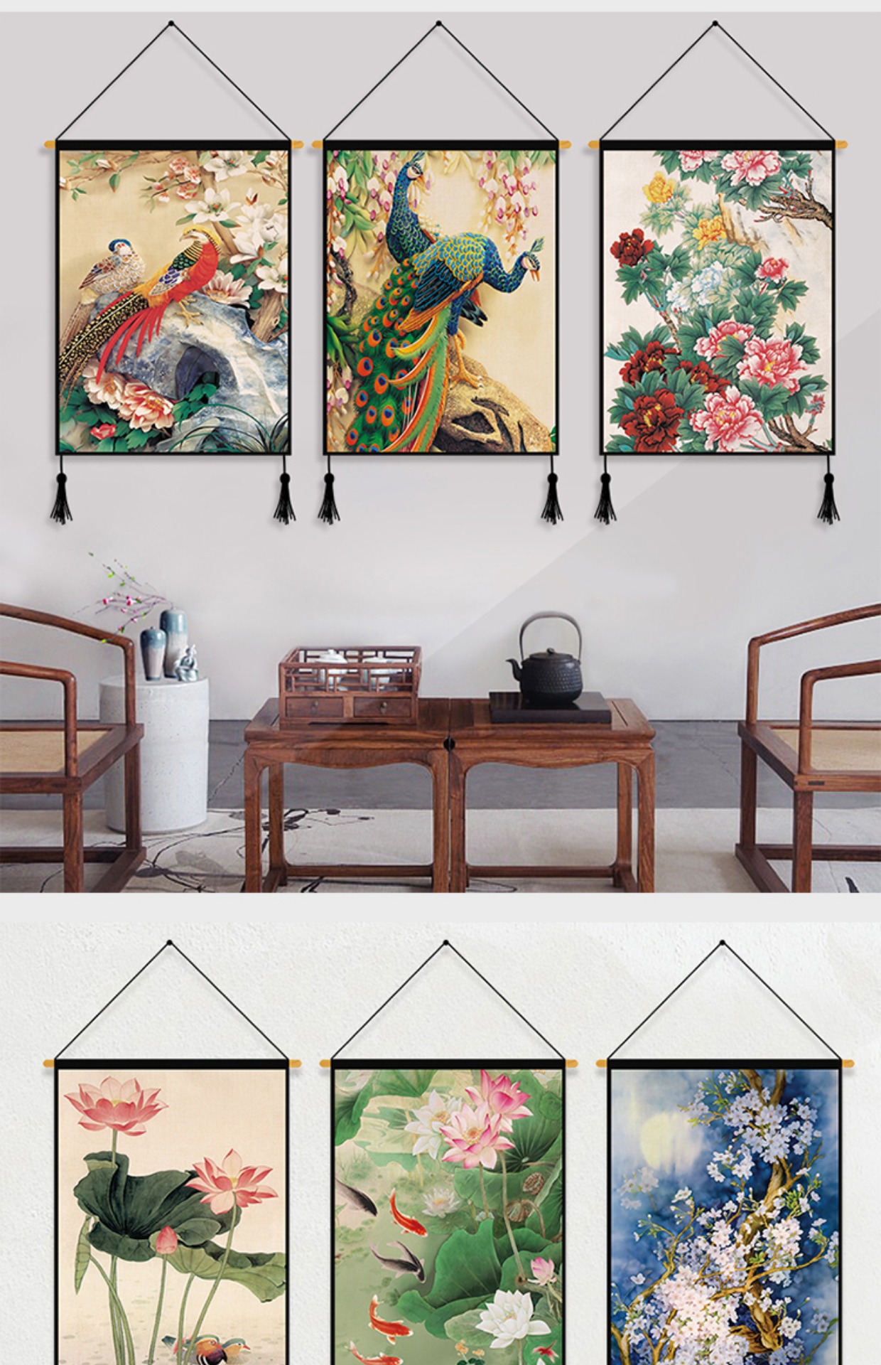 Trung Hoa vải treo rèm cửa in treo vải nền phòng ngủ phòng khách tấm thảm tường vải tấm thảm trang trí bức tranh thảm treo tường trang trí