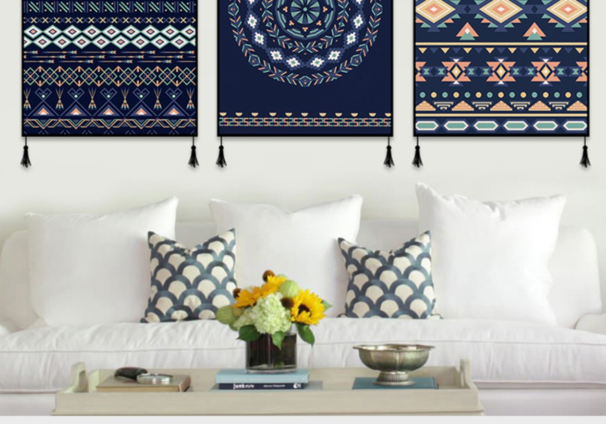 Trung Quốc phong cách trừu tượng vải tấm thảm phòng khách nghiên cứu bức tranh tường sofa nền tường mét hộp vải dệt trang trí thảm treo tường hình cô gái	