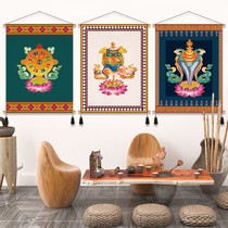 Auspicious eight treasures fabric hanging painting Tibetan hanging cloth western folk style tapestry sofa background wall painting bedroom feng shui painting