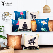 New Chinese Pillow Back Cushion China Wind Red Wood Sofa Hug Pillow Living-room Leaning back cushion Waist Backrest Cushion With Core Holding Pillow Cover