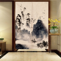 Chinese style ink landscape cloth art door curtain home toilet partition curtain bedroom shelter curtain entry door to house wind screen
