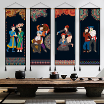 Minority Customs Decorative Painting Hand-painted Characters Fabric Tapestry Living Room Hotel Hanging Painting Hotel Mural