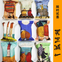 Fresh ins Net red cotton linen tissue cover car tissue box car decoration paper towel bag creative gift