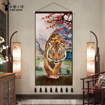 Tiger downhill cloth art hanging painted into the family Guan Guan Wall Decoration Painting Uphill Tiger Plot Town House Wall Tapestry Book House Hanging