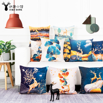 Nordic Elk Deer Living Room Sofa Hug Pillow Headboard Leaning Pillow Seat Backrest Car Back Cushion Protection Waist Office Waist Rest