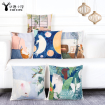 Warm and sweet sofa pillow office chair cushion ins bedside pillow car waist cotton linen waist can be removed and washed