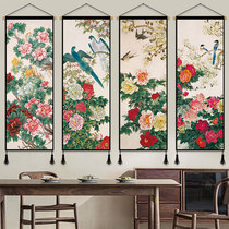 Chinese peony fabric hanging painting hanging curtain ins hanging cloth background cloth bedroom living room tapestry wall blanket decorative painting
