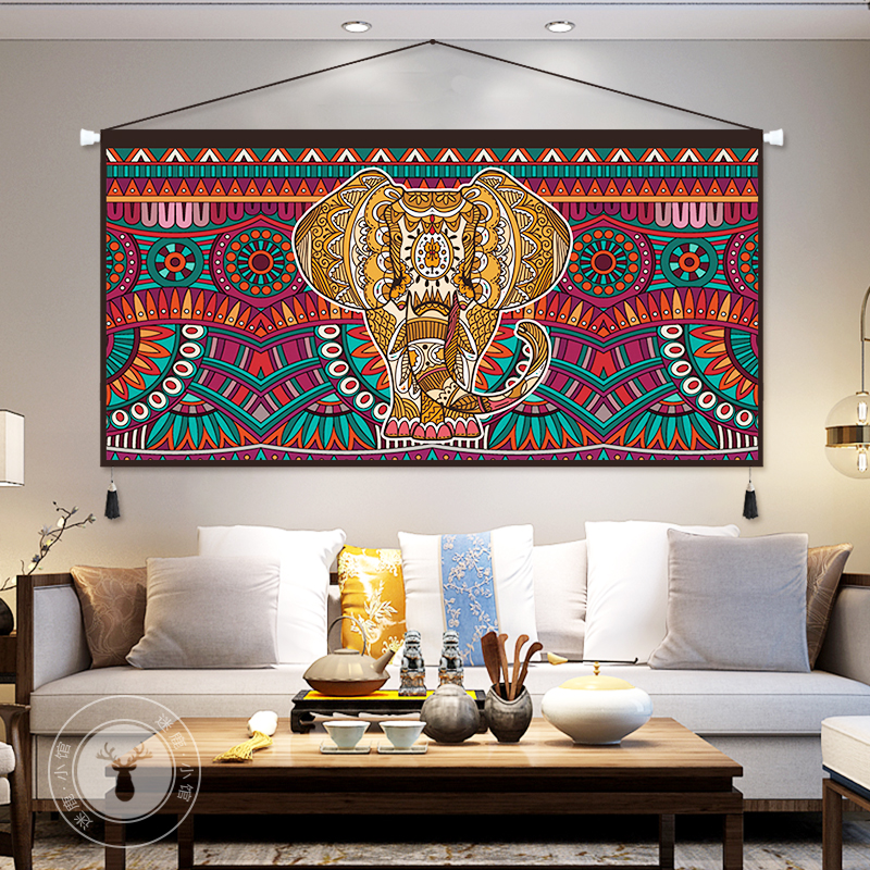 Southeast Asian Folk Hangbu Art Hanging Paintings of the Hidden Genguan Entrance Background Wall Decoration Painting Restaurant Tapestry Office Wall Painting-Taobao