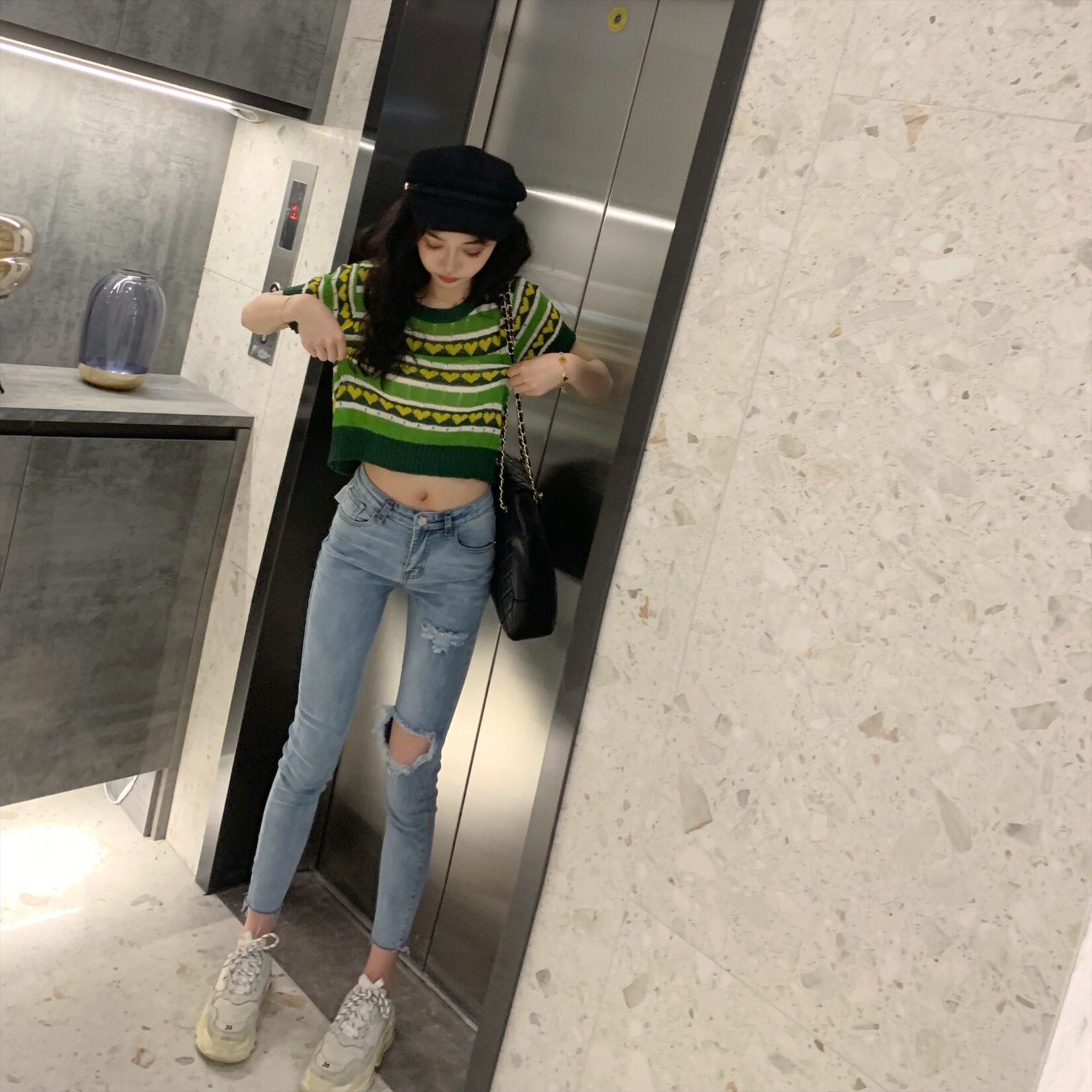 chic trendy slimming ripped jeans for women 2021 Spring and Autumn, Hyuna style 9-inch pants from Dongdaemun, South Korea pic 57