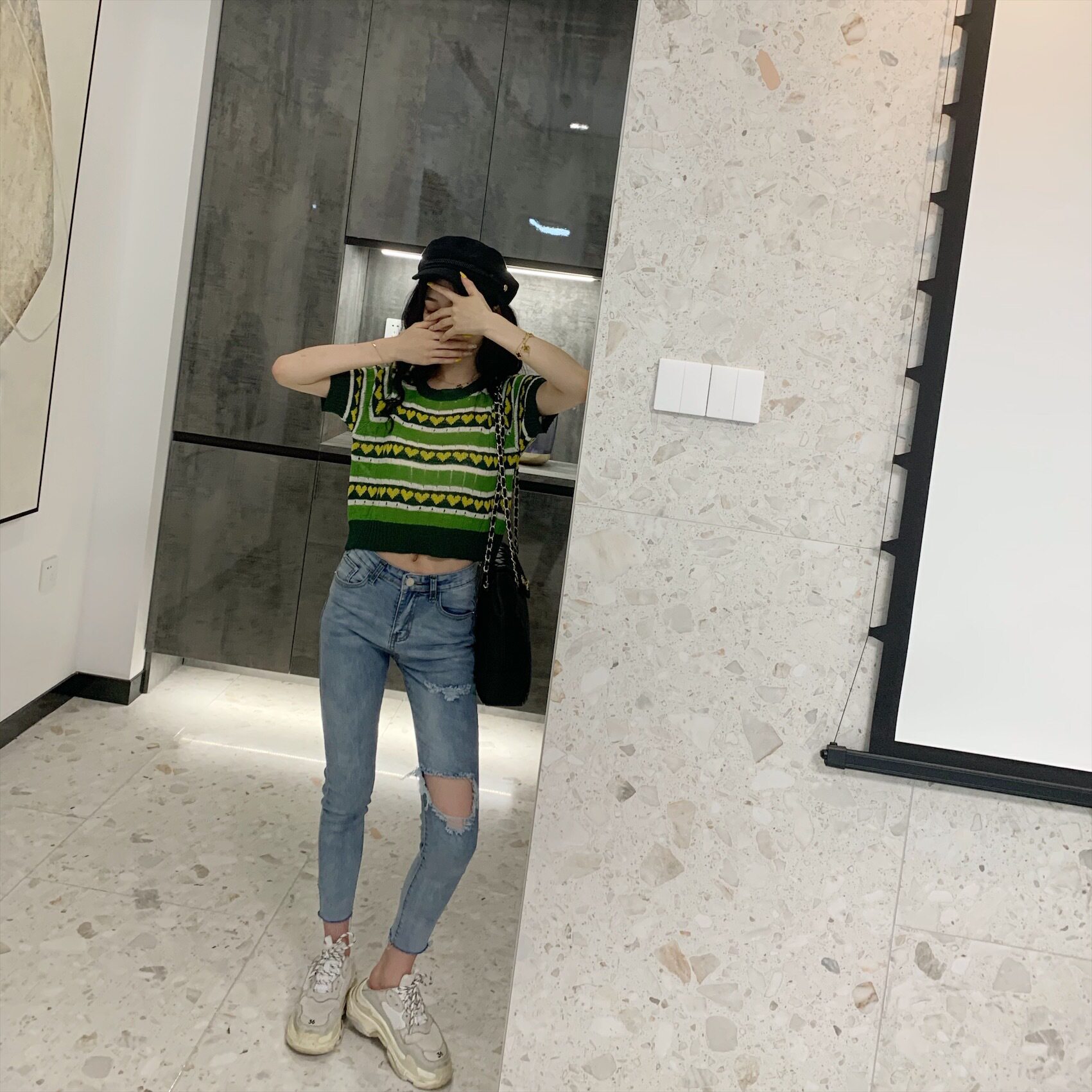 chic trendy slimming ripped jeans for women 2021 Spring and Autumn, Hyuna style 9-inch pants from Dongdaemun, South Korea pic 41