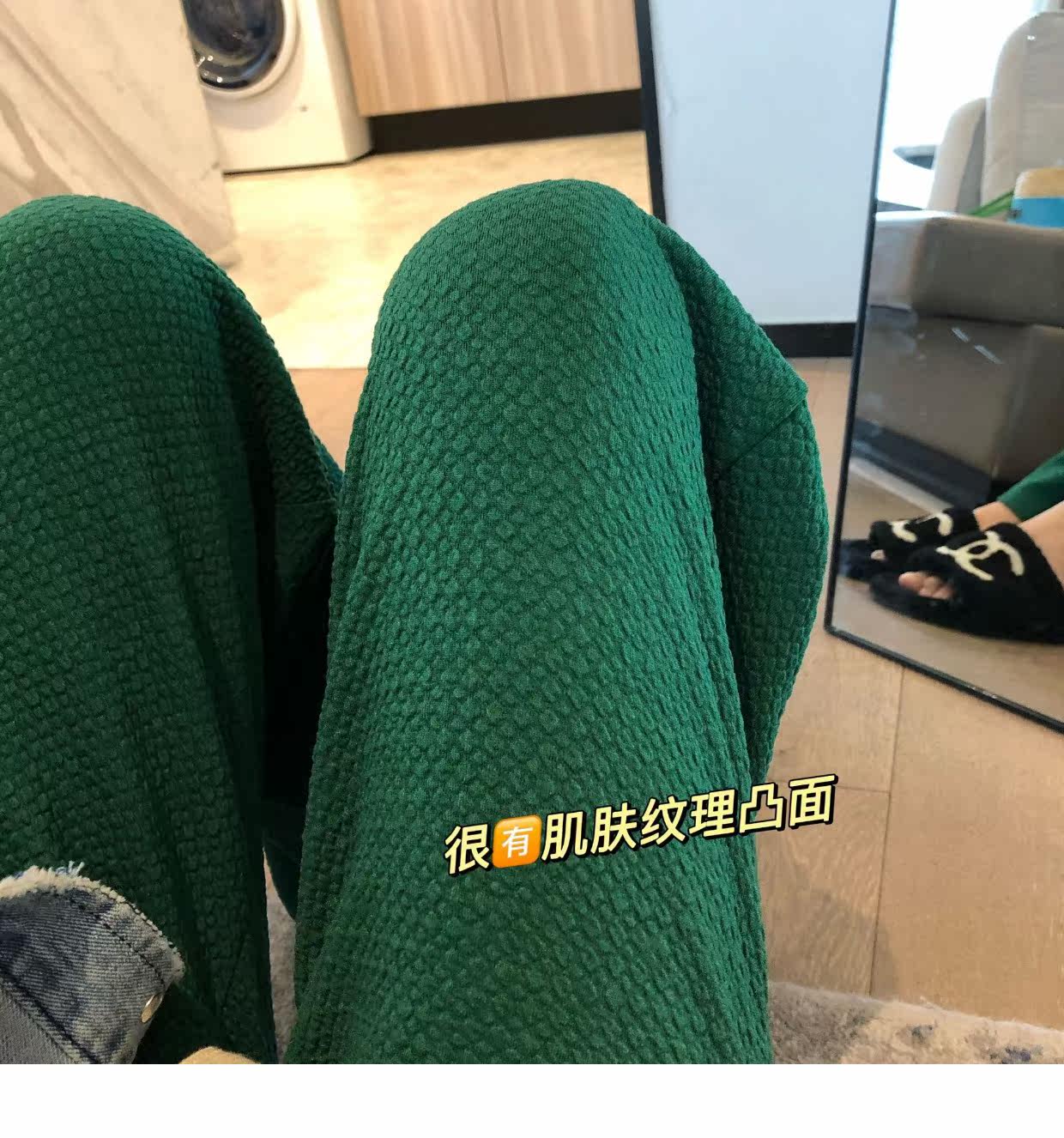 泡泡纱抽绳阔腿长裤2022春装新款直筒宽松高腰垂感显瘦长裤详情27