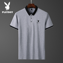Flowers Playboy Summer Middle Aged Pure Cotton Short Sleeve T-Shirt Masculon Trend Polo Shirt Men Compassionate Dad Dress
