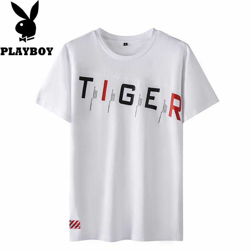 Playboy 2021 summer cotton men's short-sleeved T-shirt tide brand letter printing Korean version all-match casual top