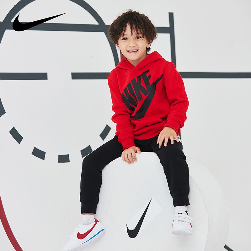 Nike Children's Clothing Boys' Jacket Spring Style Kidsren's Thin Velvet Cardigan Hooded Sweatshirt Pants Pure Cotton Casual Suit