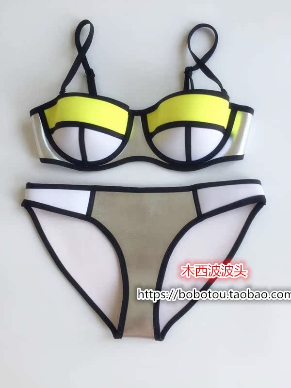 Châu Âu và Hoa Kỳ bikini Úc Đồ bơi phụ nữ ngực nhỏ tập hợp tấm thép tấm đệm huỳnh quang mùa xuân nóng bỏng áo tắm bikini của phụ nữ đồ bơi đi biển