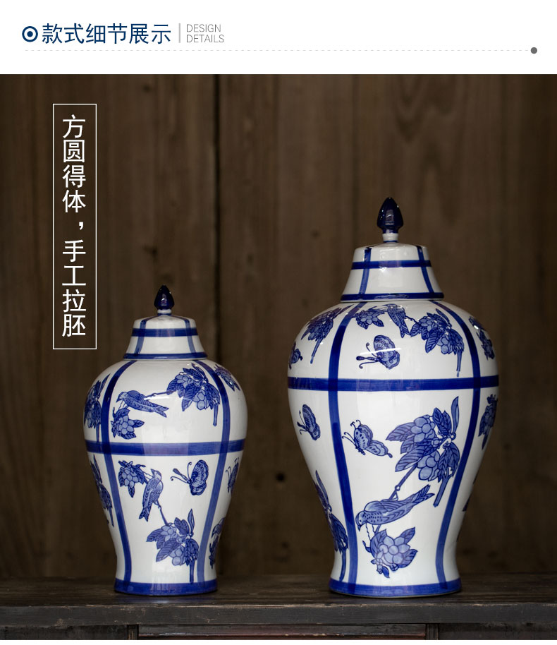 The rain tong household general | pot - bellied of blue and white porcelain jar jar marriage home furnishing articles ornaments of jingdezhen ceramic decoration blue and white