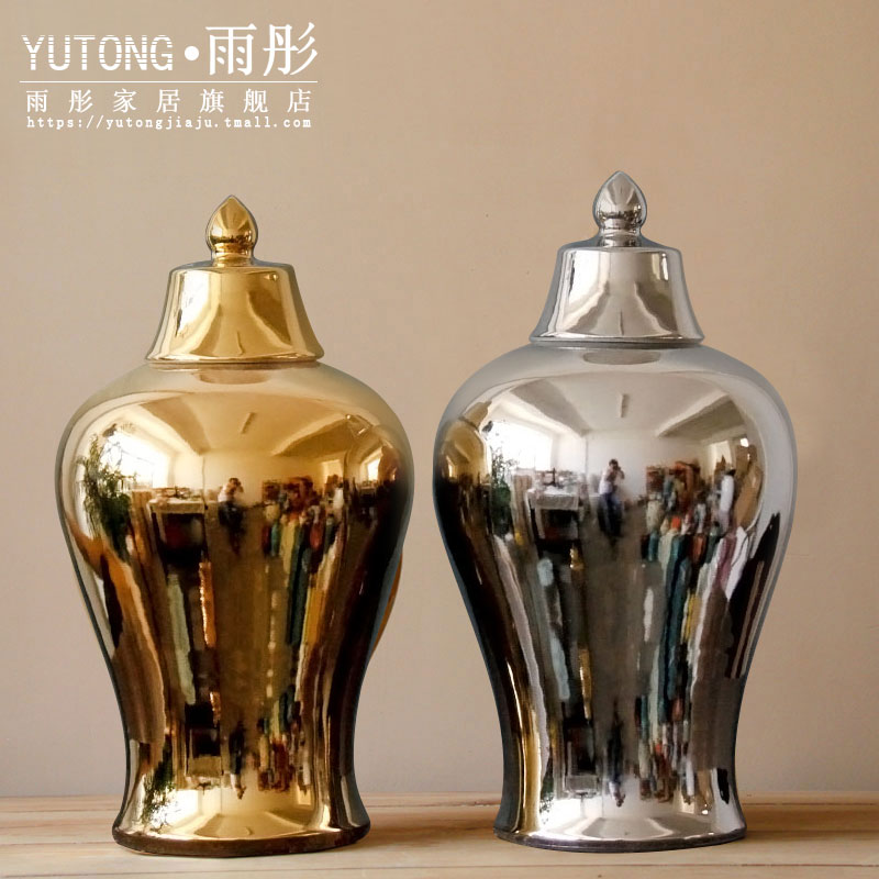 Booking with jingdezhen ceramic gold - plated silver pot - bellied general tank storage tank manual home furnishing articles in the living room