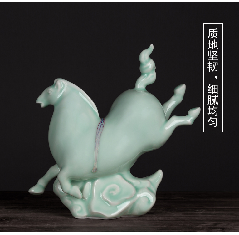 Ceramic horse shadow celadon home furnishing articles furnishing articles of jingdezhen ceramics decoration process