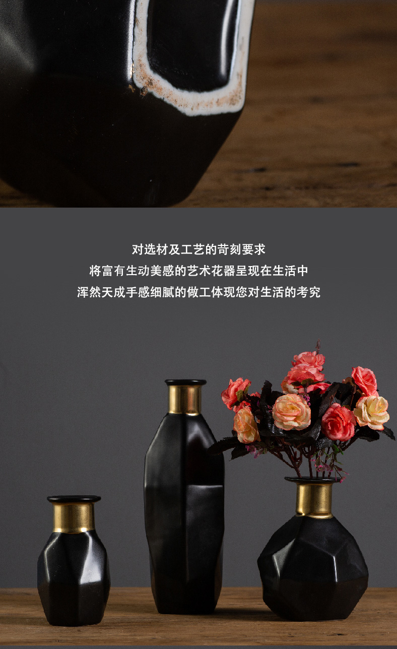 Three - dimensional geometric modelling of home furnishing articles vases, black and white and double color light key-2 luxury ceramic vase household act the role ofing is tasted suit flower arrangement