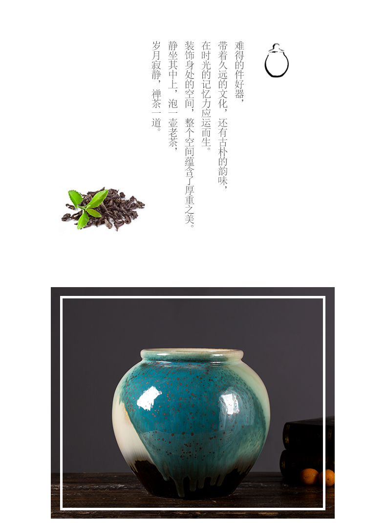 The rain tong household flagship store of jingdezhen ceramic storage tank decoration jar high - temperature up color glazed POTS
