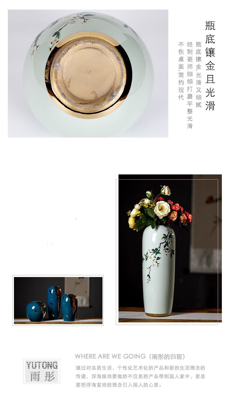 Chinese style household contracted ceramic vase furnishing articles sitting room porch flower arranging flower implement large creative ins floral arrangements