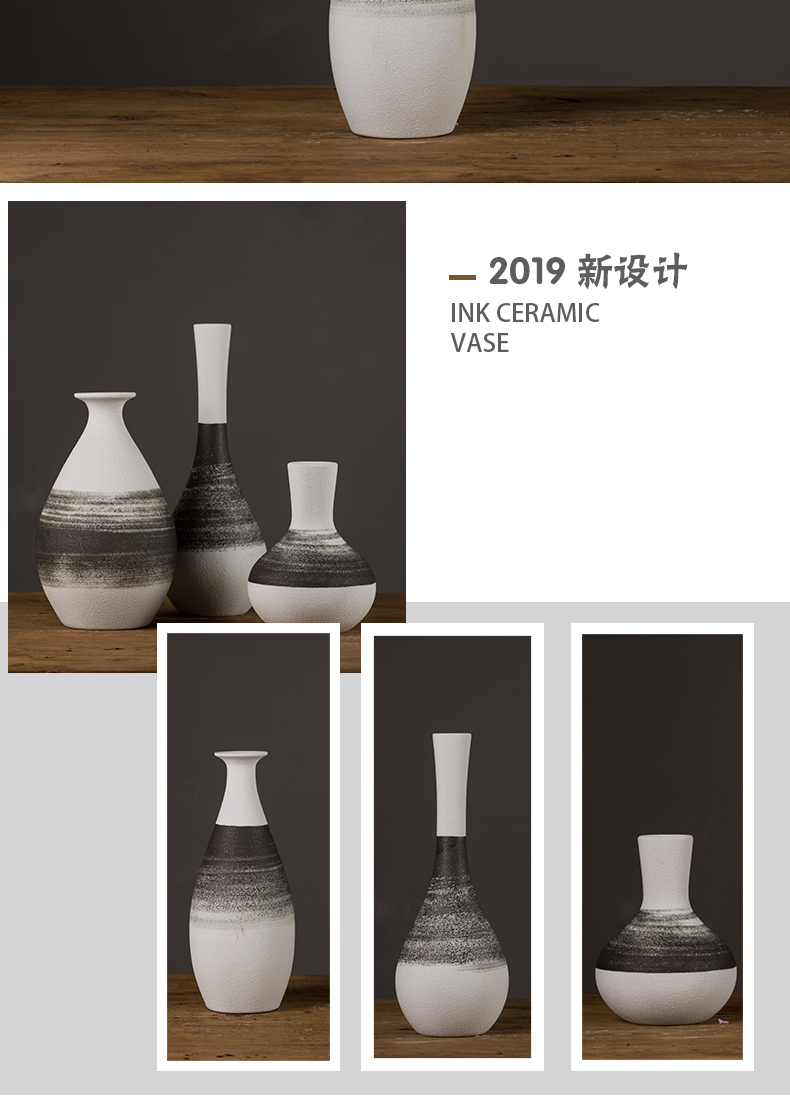 Jingdezhen ceramic furnishing articles flower arranging device of modern Chinese style is contracted sitting room TV ark, ink lines household decorative vase