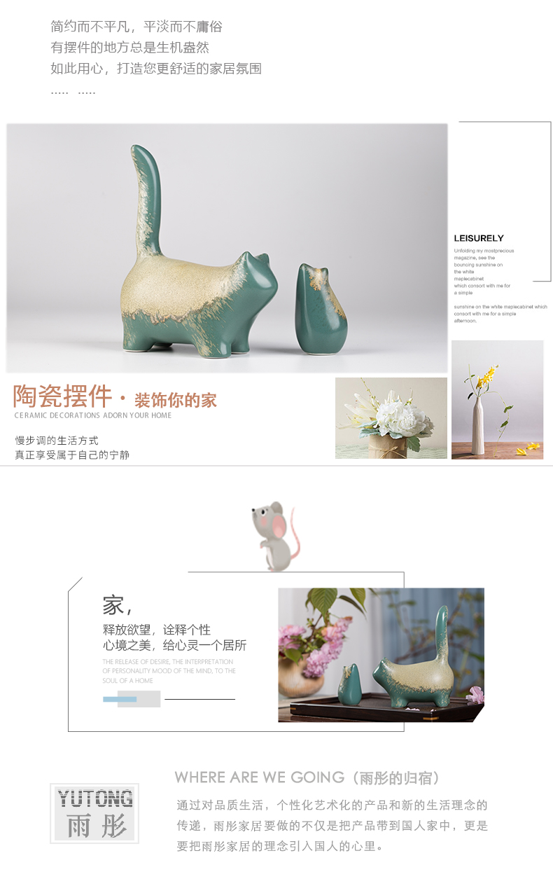 Ceramic cat catch mice jewelry clever cat decorative furnishing articles sitting room decoration ceramics wedding gift