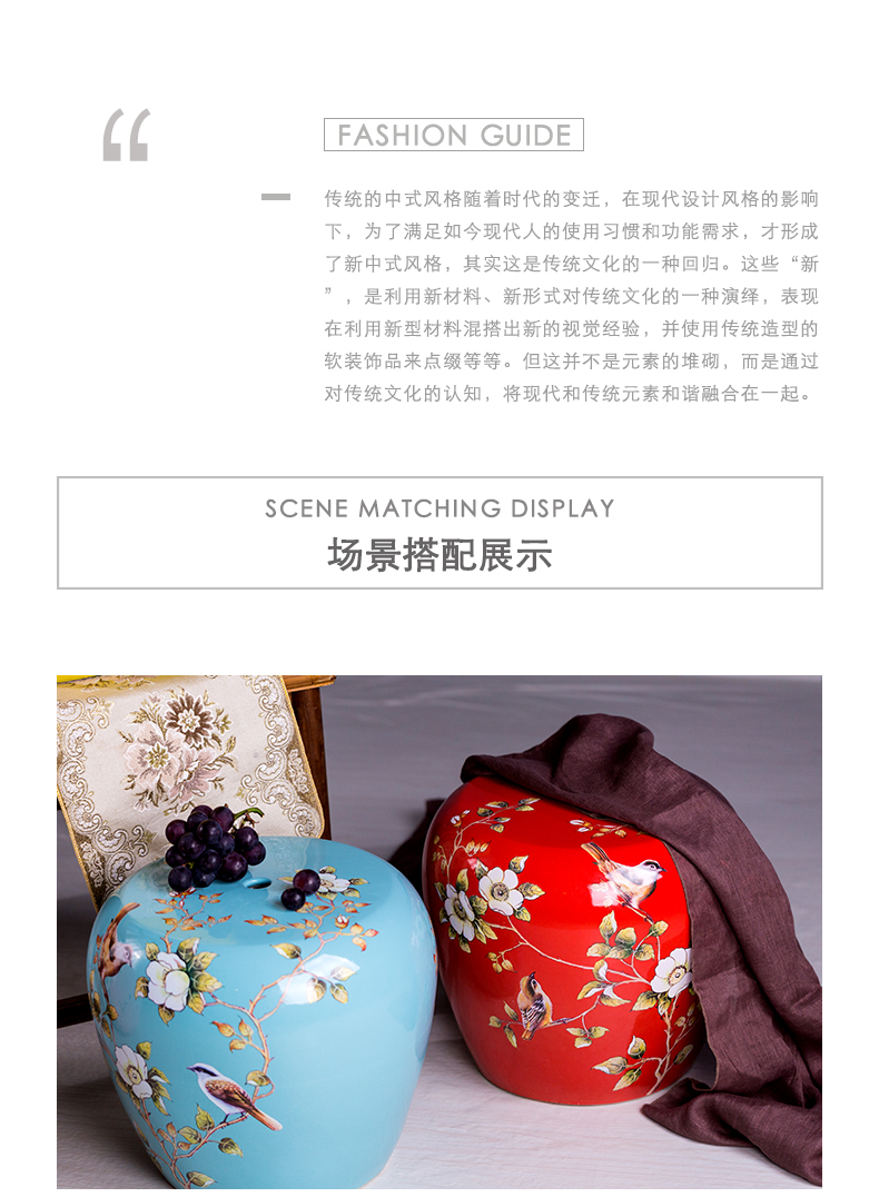 Jingdezhen high temperature ceramic drum who American rural wind hand - made flowers home dress and sit who pottery drum who embroidered pier