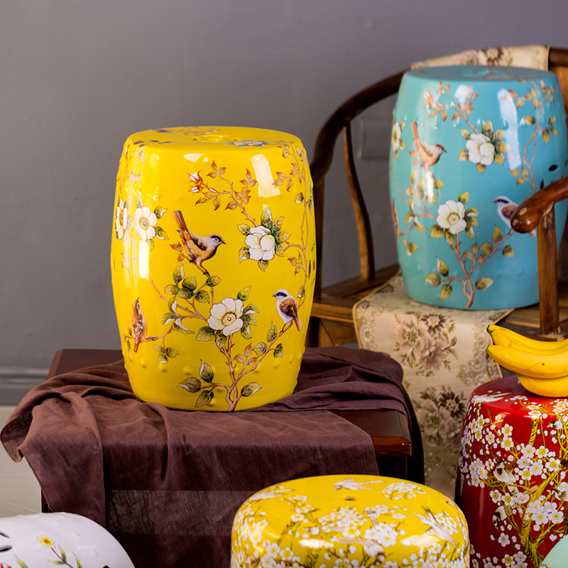 Jingdezhen high temperature ceramic stools home sitting room adornment landing place, a new Chinese style household porcelain sit mound drum who