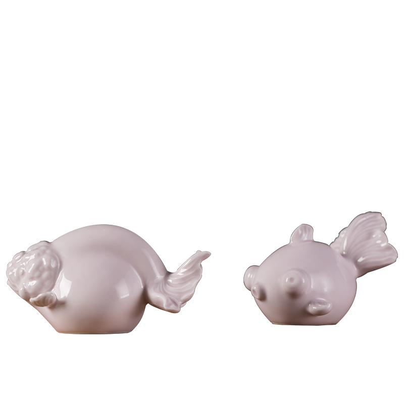 The tong household powder glaze year after year have fish soft outfit furniture green glaze ceramic creative modern decoration home outfit fish furnishing articles