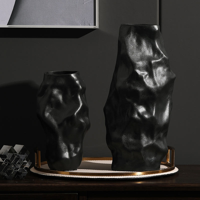 Rain tong household villa vase geometric fold vases, ceramic porcelain light soft decoration key-2 luxury furnishing articles example room