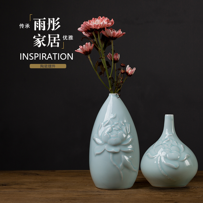 Buddha lotus home sitting room ceramic vase furnishing articles table mesa small pure and fresh flower arranging creative contracted decorate flowers