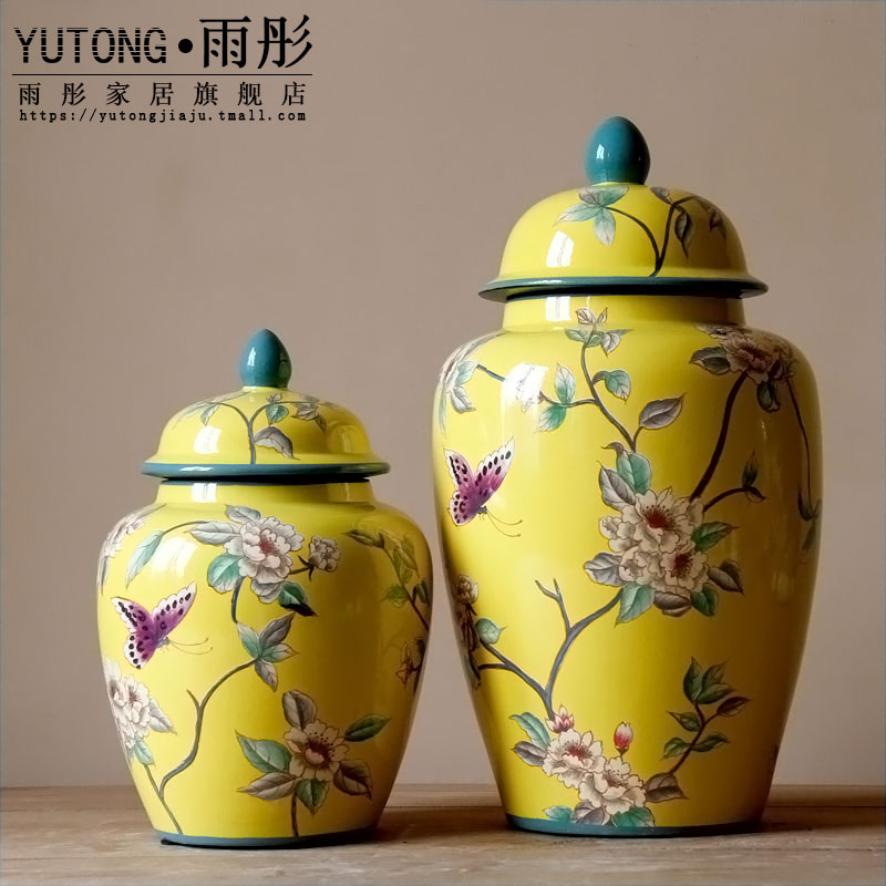 American country ceramic butterfly storage tank plate European model living room TV cabinet crafts home furnishing articles