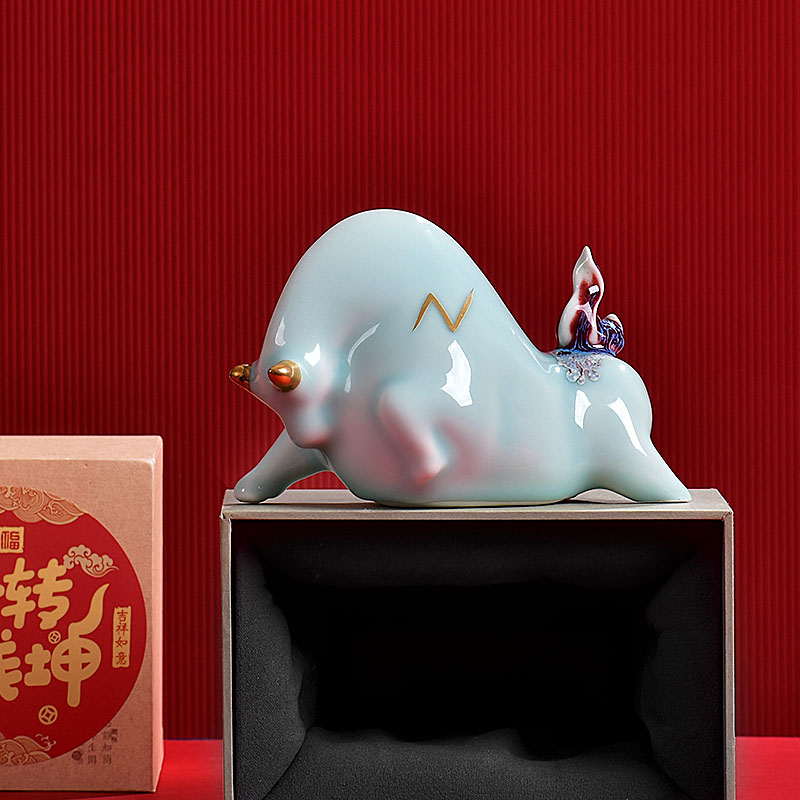 Cattle ceramic furnishing articles furnishing articles household desk creative decorations adornment bullish household opening gifts
