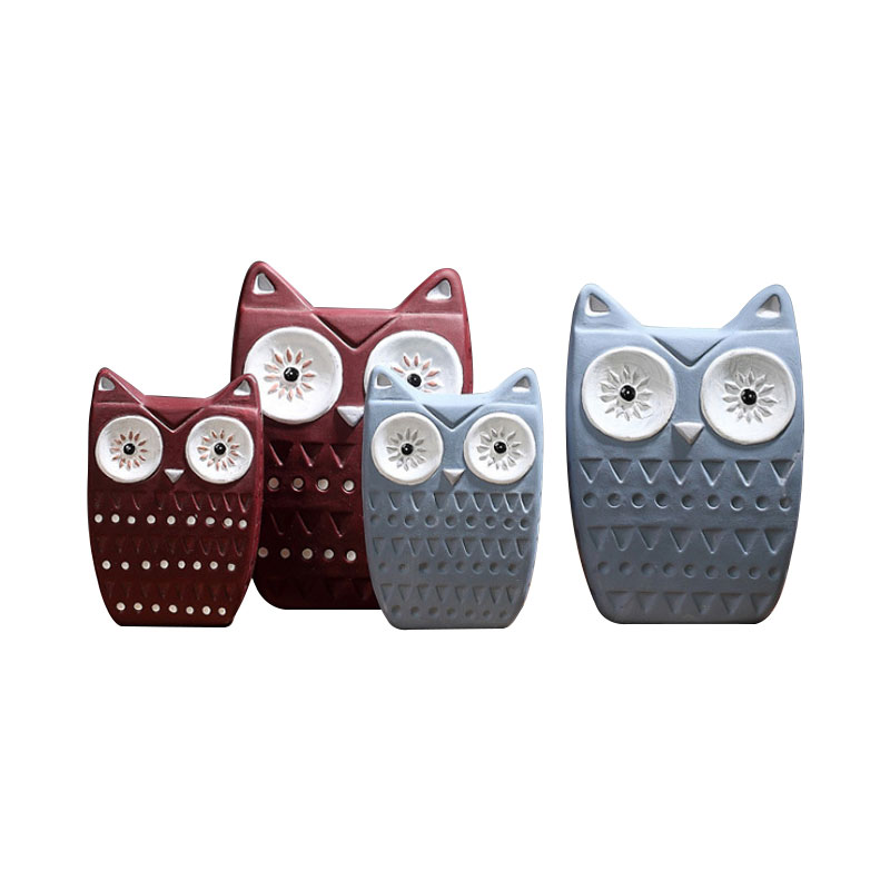 Jingdezhen blue and white porcelain ceramic owl sitting room adornment ornament furnishing articles children toy owl figurines