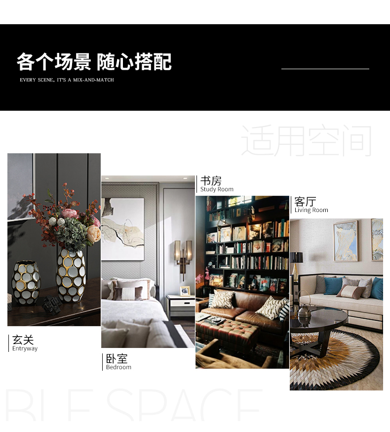 Minimalism rain tong household soft outfit design of the sitting room is green, white porcelain vase vases, furnishing articles ornaments