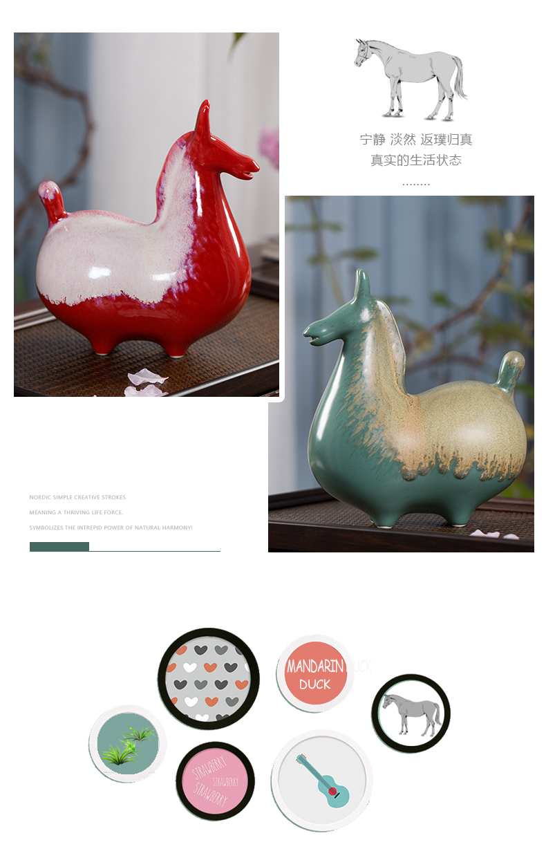 New Chinese style ceramic pony furnishing articles household act the role ofing is tasted study ancient frame don horse sitting room porch decoration