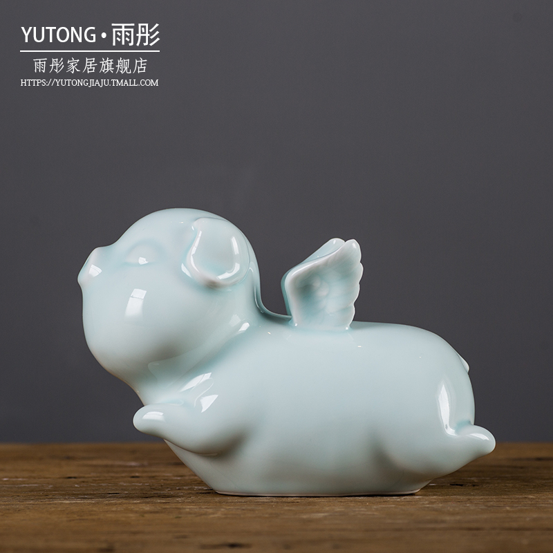 Jingdezhen ceramic angel pig furnishing articles piggy bank receiver manual lovers wedding holiday gifts creative gift