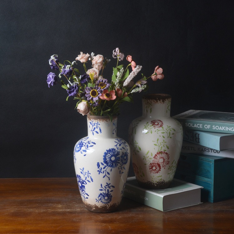 Rain tong rural village vase home porch study office flower implement creative flower ceramic vase