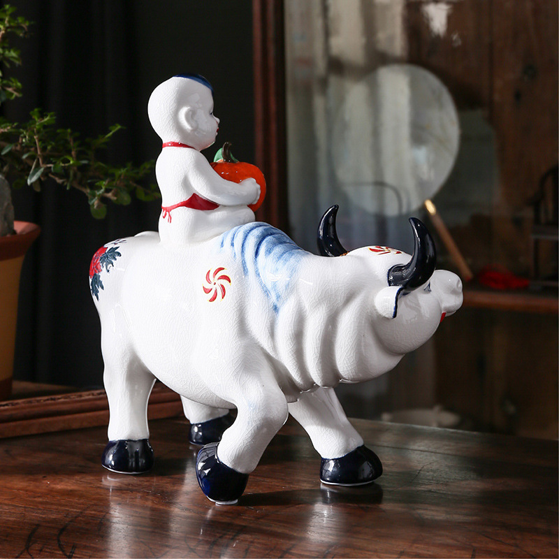 Ceramic boy boy girl riding a cow wedding present home, lovely Ceramic household act the role ofing is tasted furnishing articles furnishing articles ceramics