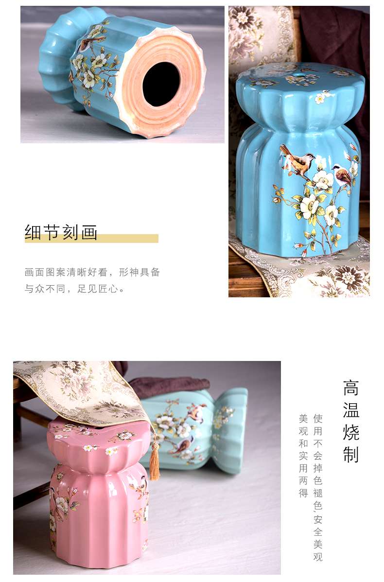 Jingdezhen high temperature ceramic drum who American rural wind hand - made flowers home dress and sit who pottery drum who embroidered pier