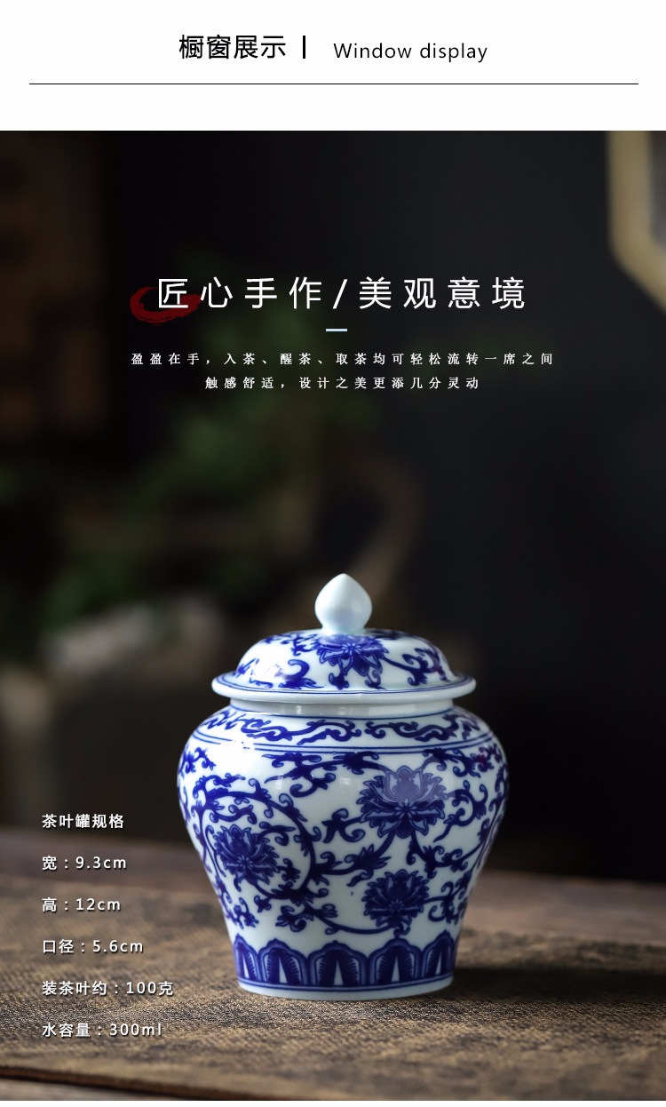 Ceramic tea pot Ceramic seal tank large Chinese style restoring ancient ways household storage tank is red, green and white tea longjing tea