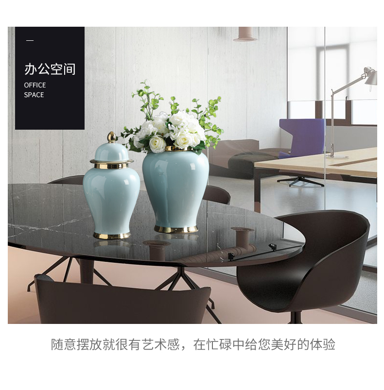 Jingdezhen creative the general pot of furnishing articles of modern new Chinese style porch ark, dried flower vase decoration home decoration