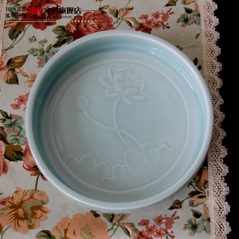 The rain tong home | jingdezhen ceramics hand - carved tea XiCha sea shadow celadon teahouse furnishing articles writing brush washer